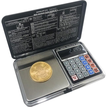 Moon Knight Optima Home Scales AT-2001 Atom Pocket Weight Scale with Calculator Function; Black & Silver - 2000 x 0.01 g AT-2001